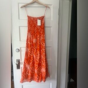 NWT Faithfull the Brand Abbas Midi Dress Orange